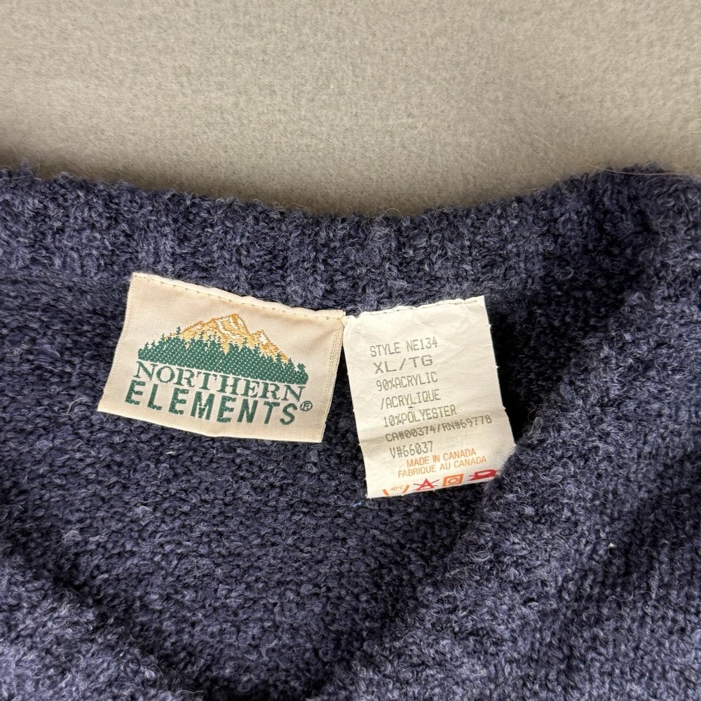 Vintage 90s Northern Elements Size XL Grandpa Sweater Cottagecore Cozy Navy - Picture 4 of 8